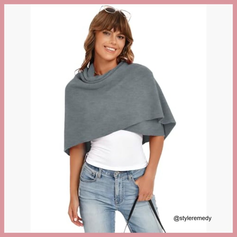 Soft Polyester Blend Knitted Open Front Poncho Sw… - image 5
